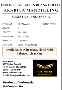 4 KG Arabica Mandheling Rohkaffee